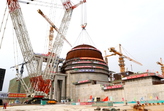 На площадке энергоблока №4 АЭС «Тяньвань» смонтирован купол гермооболочки.